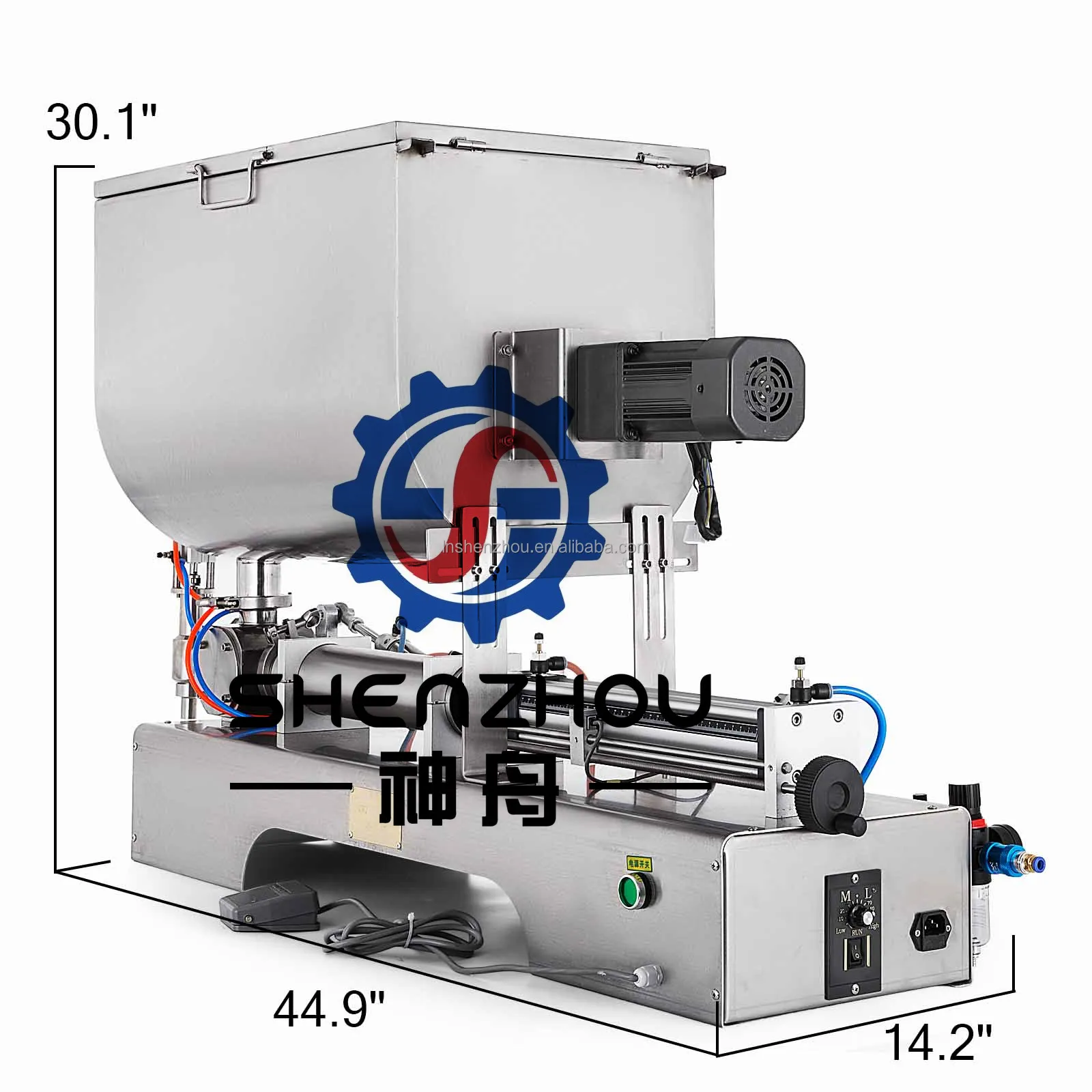 Entonnoir en acier inoxydable de qualité supérieure support horizontal mélange crème pâte chili machine de remplissage avec chauffage et mélangeur