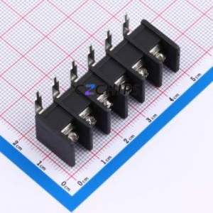 DBT30R-7.62-6P-BK-P Barrier Terminal Block Bent Lead Through Hole,P=7.62mm Connector Two Sides 7.62mm 1x6P Right Angle Pin - Product Image 1