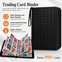 Classeur de cartes à collectionner en PU texturé, couleur unie, avec fermeture éclair, grande capacité, multiples emplacements pour cartes, portable avec sangle de poignet
