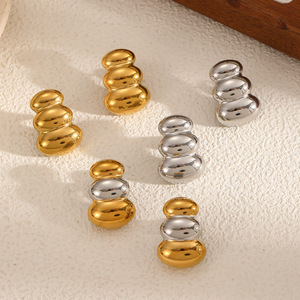 ต่างหูแบบติดหูทรงเรขาคณิต ชุบทอง 18k ทำจากสแตนเลสสตีล สำหรับผู้หญิง แฟชั่นทันสมัย ดีไซน์โดดเด่น ต่างหูไทเทเนียมสตีลคุณภาพสูง เหมาะเป็นของขวัญ - Product Image 2