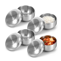Bol à riz et à soupe en acier inoxydable à double paroi SS304 de 10,5 cm avec couvercle, vaisselle