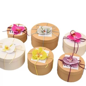 크라프트 종이 꽃꽂이 포장 상자 수제 소형 원형 버킷 생화용 맞춤 사이즈 및 색상 선물 포장 - Product Image 6