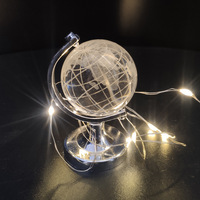 Modèle de globe terrestre miniature transparent gravé de haute qualité, durable, avec support métallique, pour souvenir et décoration de bureau