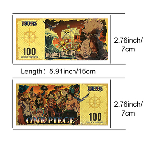 Ensemble de billets de banque recto-verso en feuille d'or One Piece, 100 pièces, collection de monnaies d'anime japonais, cadeau pour les fans de Luffy, Zoro, Nami, Sanji, Brook, Ace - Product Image 6