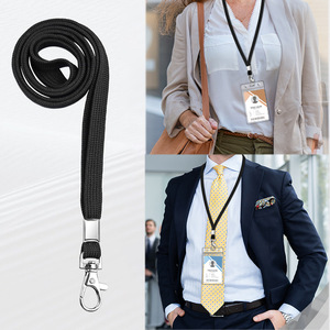 Simple double-sided transparent waterproof <b>ID</b> card <b>holder</b> with black lanyard, suitable for exhibition badges, brand names, - Product Image 2