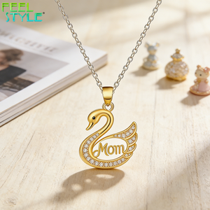 Collier Cygne pour Maman en Laiton Plaqué Or 18K avec Pendentif Animal Élégant en Zircon, Style Hip Hop, Design Tendance, Fête des Mères - Product Image 5