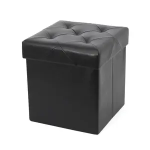 PU suni deri katlanır depolama osmanlı hava deliği ile küp ayak istirahat tabure koltuk siyah oturma odası mobilya