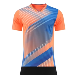 Men's Printed V-Neck Tennis <b>Shirt</b> Short Sleeve Front Gradient Color Moisture Wicking <b>Polyester</b> Athletic Fit Summer Sport Apparel - Product Image 1