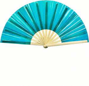 Abanico Plegable de Satén de Alta Calidad, Grande, con Diseño Holográfico Reflectante de Ángel, Estilo Tradicional, Ideal para Fiestas y Luz UV - Product Image 1