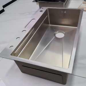 All-in-One Multifunktionale Küchenspüle mit Tassenspüler, Wasserfallarmatur, Seifenspender, integriertem grauem Nano-Einzelbecken und Geschirrspüler - Product Image 4
