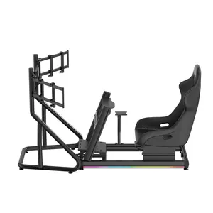 Profil en aluminium 4080 dans le cockpit de course sim avec plateau de clavier réglable et plaque de souris ensemble complet de kit de cockpit de course sim