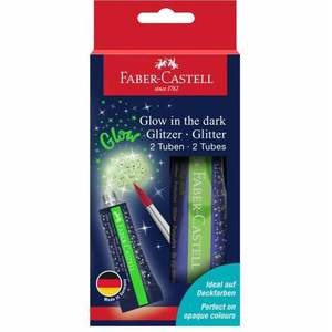 FABER CASTELL - SET DI 2 TUBI DI TEMPERA GLITTER FOSFORESCENTE 12ML - Product Image 1