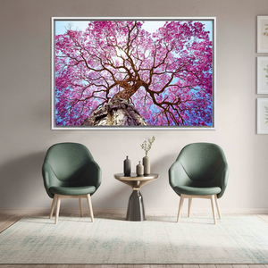 Printed <b>Canvas</b> Artwork: Nature's Blossom - Elegant Floral Decor,WHITE <b>FRAMED</b> <b>CANVAS</b> - Product Image 3