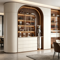 Meuble Bar Haut de Gamme en Chêne Massif sur Mesure, Écologique, avec Éclairage Ambiant et Tiroirs Cachés, pour la Maison Moderne