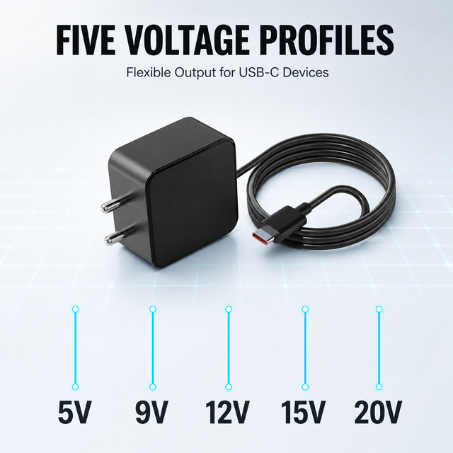 5V9V12V15V20V 2.25A 65W BIS Type-C USB PD Charger for ASUS Laptops with QC2.0 & QC3.0 OTP/OVP/OCP Protection
