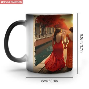 Mug en céramique noir givré 11oz, tasse magique changeant de couleur à la chaleur pour boissons chaudes - Product Image 1