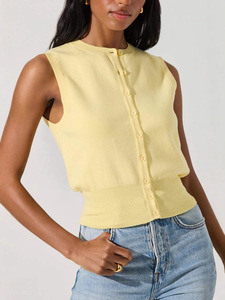 Novedad <span class=keywords><strong>de</strong></span> verano para <span class=keywords><strong>mujer</strong></span> europea americana, Top <span class=keywords><strong>de</strong></span> punto informal, ropa exterior Sexy sin mangas con chaleco con botones, transfronterizo para <span class=keywords><strong>Amazon</strong></span> - Product Image 2