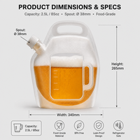 Pochette à bec verseur transparente personnalisée, sac à boisson pliable portable avec poignée, emballage refermable