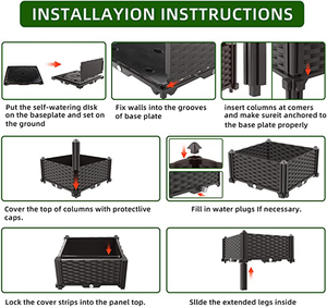 <b>Plastic</b> Raised Garden Bed, Self-Watering Elevated <b>Planter</b> Box Kit With Legs and Drainage Holes for Flowers, Fruits Etc - Product Image 5