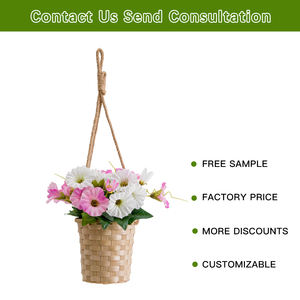 HL-149 חם פלסטיק לבן וורוד תליית פרחים מלאכותיות פרחים במבוק לקישוט באביב חיצוני - Product Image 3