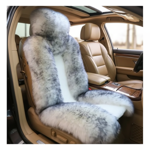 Housses de siège moelleuses de luxe pour intérieur de voiture, chaudes pour l'hiver, en longue laine de peau de mouton australienne, capes universelles en fourrure animale pour siège de voiture - Product Image 1