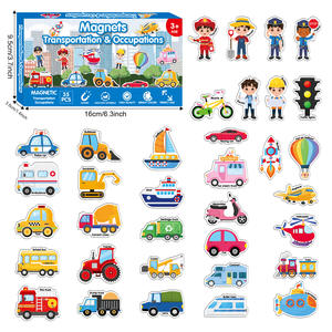 Jouets DIY pour enfants garçons, autocollants magnétiques créatifs en forme de voiture de transport mignonne de dessin animé pour réfrigérateur - Product Image 1