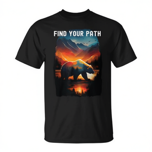 T-shirt Find Your Path Bear Mountains, design per escursionismo, campeggio, avventure all'aria aperta - Product Image 2