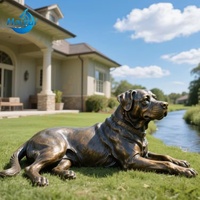 Statue d'animaux en laiton exquise pour l'extérieur, sculpture de chien dogue allemand en bronze
