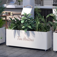 Jardinière d'extérieur en métal à coins arrondis pour café, présentoir extérieur, potager, bac à fleurs, cadre de jardinage paysager
