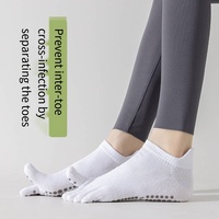 Haute qualité coton personnalisé cinq doigts Yoga Pilates chaussettes antidérapant cheville Trampoline Barre danse automne saison Logo manchette