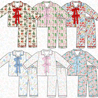 Grosir Set baju tidur musim dingin piyama katun motif bunga kustom Set baju tidur lengan panjang nyaman