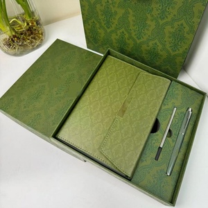 Leather Bound <b>Sewing</b> Binding Lined Notebook <b>Set</b> With Same Color Pen and Gift Box for Students - Product Image 4