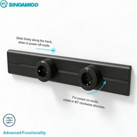 Prise de courant sur rail en aluminium SINOAMIGO avec prises amovibles UK/US/EU et prise USB Type C réglable 20W