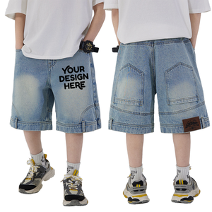 Shorts cargo en jean délavé pour enfants, très vendus, pour garçons, décontractés, taille mi-haute, multi-poches, pantalon court d'été, vêtements confortables pour enfants - Product Image 3