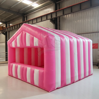 Kiosque de vente gonflable en PVC rayé rose et blanc, stand de concession, stand de fête foraine, boutique de friandises, tente portable, kiosque de vente ambulant, pour événements extérieurs