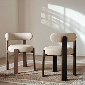 Silla <span class=keywords><strong>de</strong></span> Comedor Moderna Nórdica con Estructura <span class=keywords><strong>de</strong></span> Madera <span class=keywords><strong>de</strong></span> Fresno Macizo y Tapicería Bouclé, Color Personalizado, para Comedor - Product Image 4