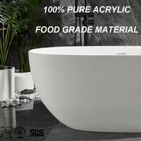 Baignoire autoportante en acrylique blanc de luxe à surface solide entretien facile motif ovale pour hôtel trempage taille adulte