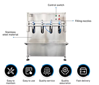 Dispositif de remplissage semi-automatique à quatre têtes pour liquides, structure haute efficacité pour ligne de conditionnement d'eau minérale et de boissons gazeuses