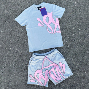 YYSY <strong>Custom</strong> Print Sweat <strong>Suits</strong> Oversized Cotton Jogger Tracksuits Two Piece Summer Crew Neck Tshirts and Shorts Sets for Men - Product Image 4