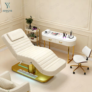Cama Facial Eléctrica de 4 Motores para Salón Personalizada Cama de Belleza Reclinable con Base Dorada Camilla y Cama de Masaje con Control de Pie - Product Image 1