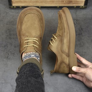 Chaussures pour hommes 2026 confortables à bout large, respirantes, rétro, décontractées, à lacets, semelle souple, polyvalentes, tendance, en cuir véritable - Product Image 3