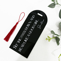 Marque-page en acrylique de haute qualité avec design personnalisé Marque-page en acrylique noir de grande taille avec pompon pour les amateurs de lecture de cadeaux