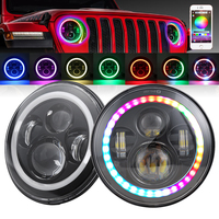 Système d'éclairage automatique, phares de voiture, Led, projecteur de moto, rond, 7 pouces, rvb, 7 pouces, phare LED pour Wrangler JK
