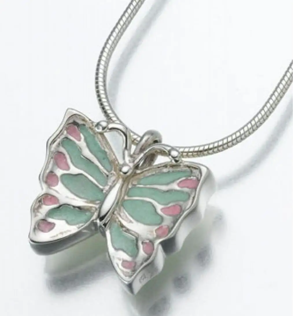 Ciondolo personalizzato in urna di farfalla in argento 925, urna di gioielli cremazione birthstone per collana di ceneri