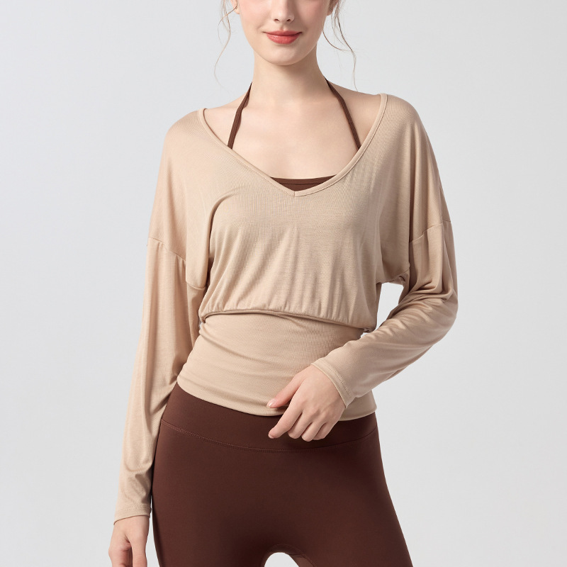 Lazy Style Breathable Yoga Clothes Nine Quarter Sleeve for Pilates Sports Blouse Top T-shirt Outer Wear Loose Fitness Clothes