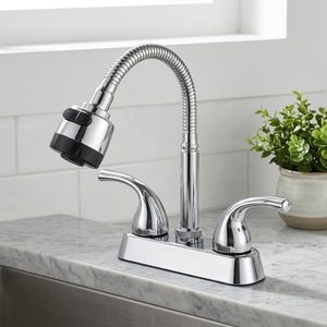 <span class=keywords><strong>Rubinetto</strong></span> da Cucina Economico con Doppia Maniglia per Acqua Calda e Fredda, con Tubo Flessibile e Beccuccio in ABS - Product Image 2