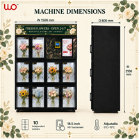 Distributeur automatique intelligent de fleurs fraîches réfrigérées à 10 compartiments avec écran tactile, paiement par carte et billets pour la vente de bouquets 24h/24 et 7j/7