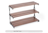 Table de camping pliable légère et portable à 3 niveaux, étagère de rangement en bois pour la cuisine, la cuisson en extérieur et les voyages