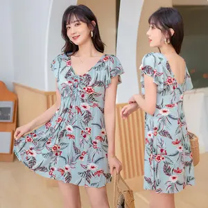 Women With A Large Size Of 90 Kg Can Wear One-piece Skirt Printed Mother Slimming Fashion Bathing Suit