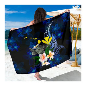 Paréo tribal hawaïen Sarong de plage Plumeria Tortues Motif polynésien Maillot de bain Bikini Cache-maillot de plage Wrap Sarong Vente en gros - Product Image 1